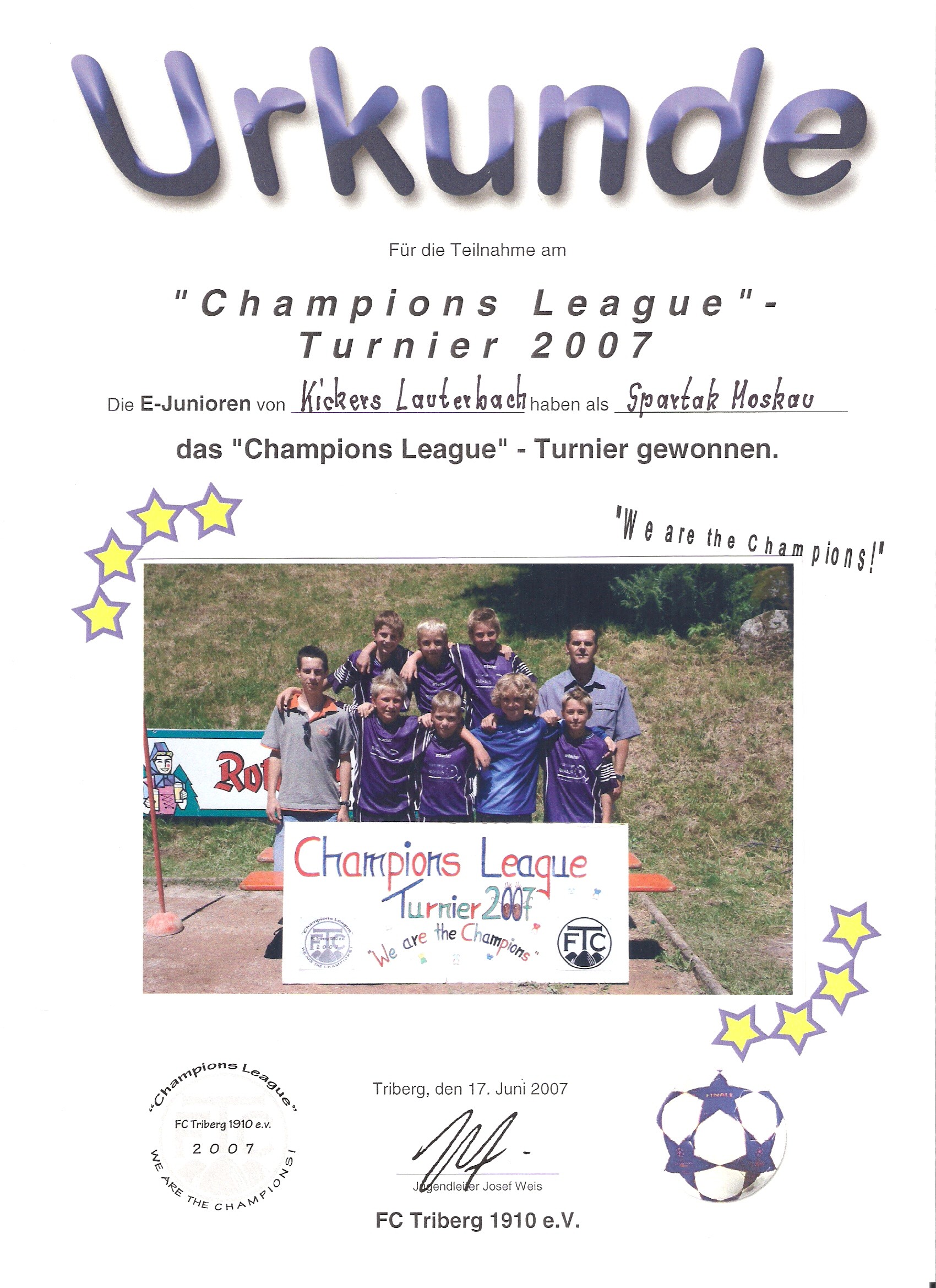 Die E-Jugend der Kickers gewann das Champions-League-Turnier in Triberg