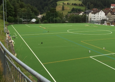 Kunstrasenerneuerung - 02.08.2016 die Linien werden eingebracht