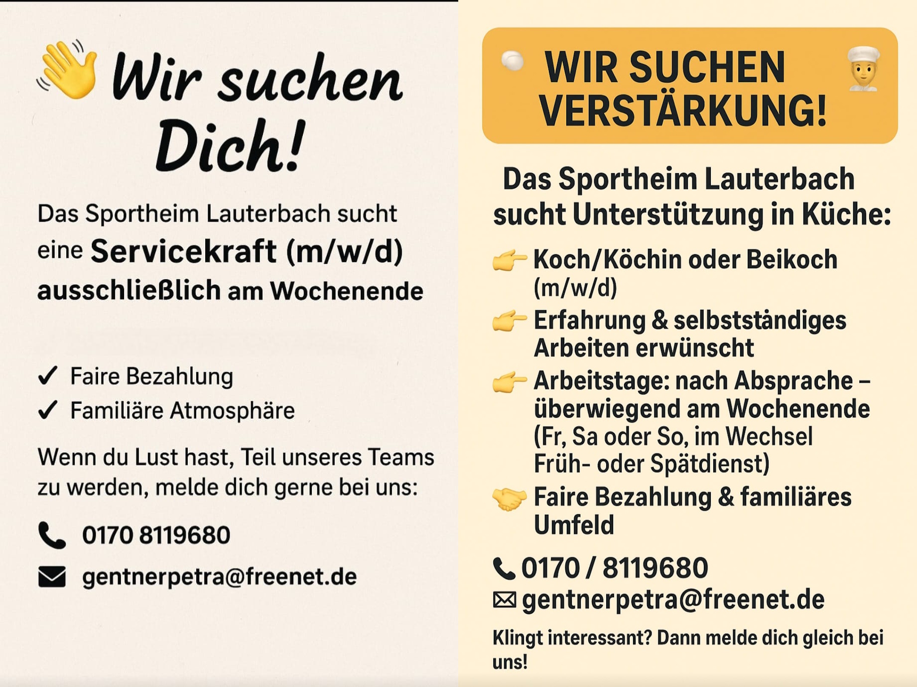 Stellenanzeige Sportheim